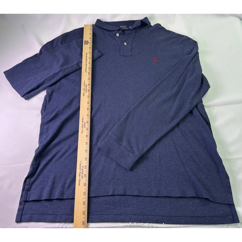 Polo Ralph Lauren Men's‎ Blue Long Sleeve Polo Shirt 2XL Casual Red Pony Logo